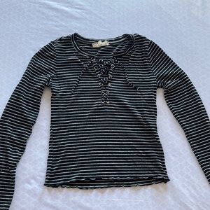 Long Sleeve Black and White Striped Shirt